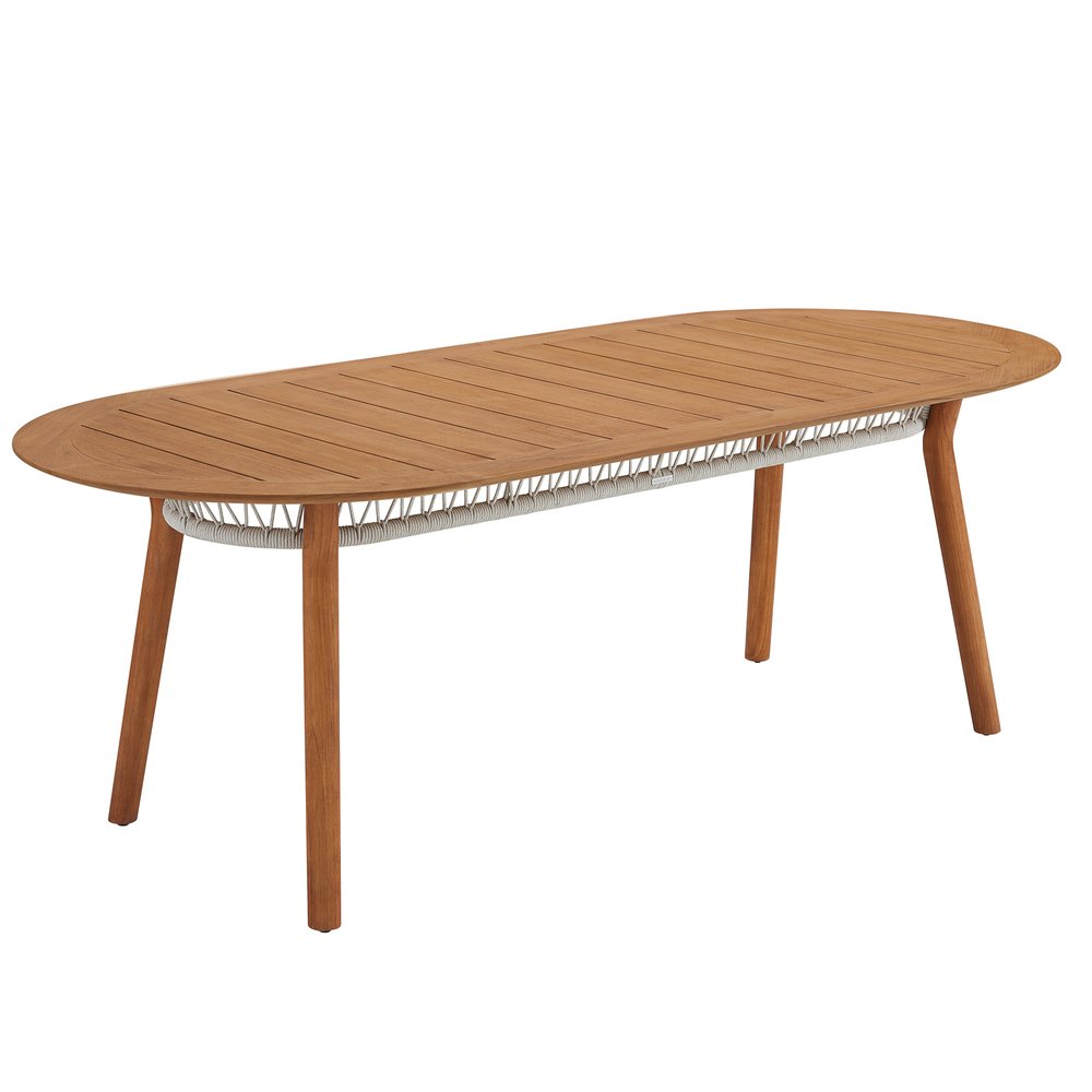 Outdoor Patio 7-Piece Brown Oval Solid Wood Dining Set with 6 Chairs