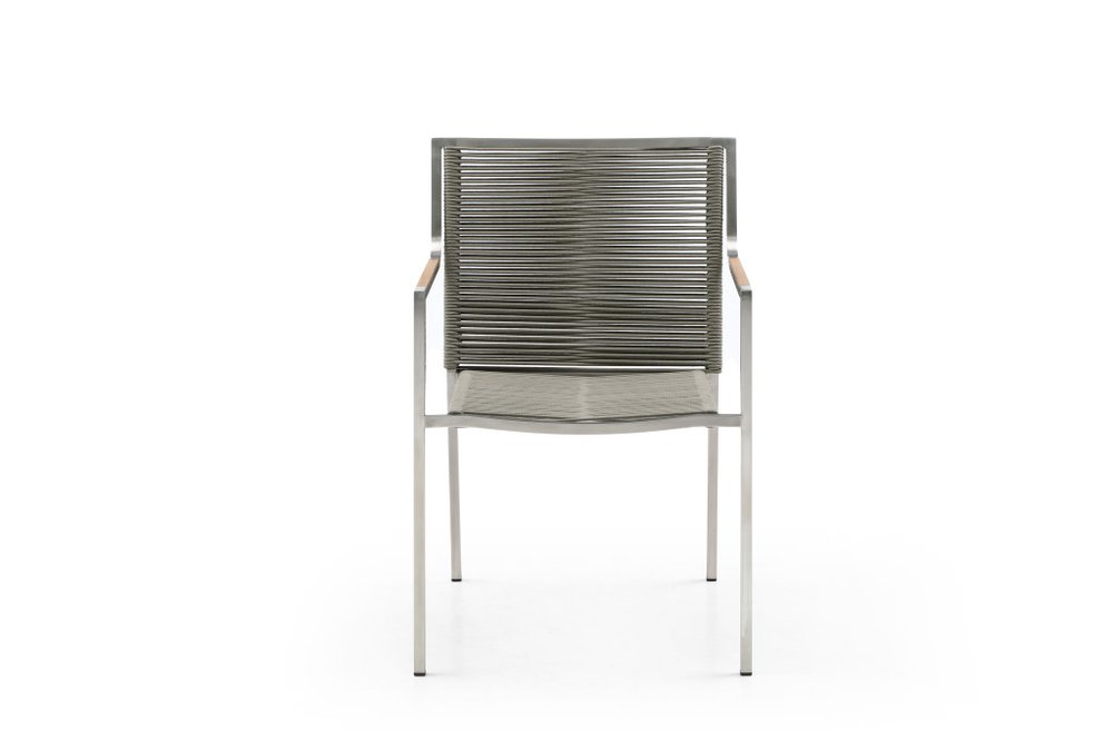 4-Piece Light Brown & Silver Woven Steel Outdoor Patio Arm Chair Set