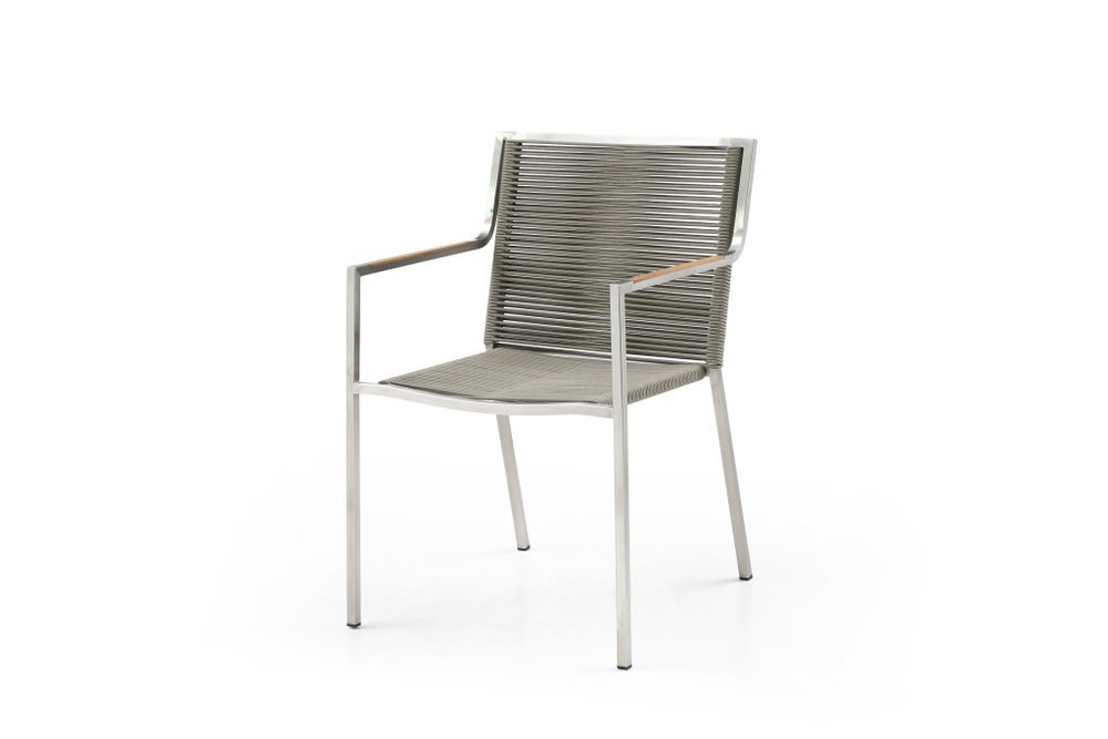 4-Piece Light Brown & Silver Woven Steel Outdoor Patio Arm Chair Set