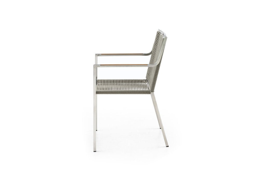 4-Piece Light Brown & Silver Woven Steel Outdoor Patio Arm Chair Set