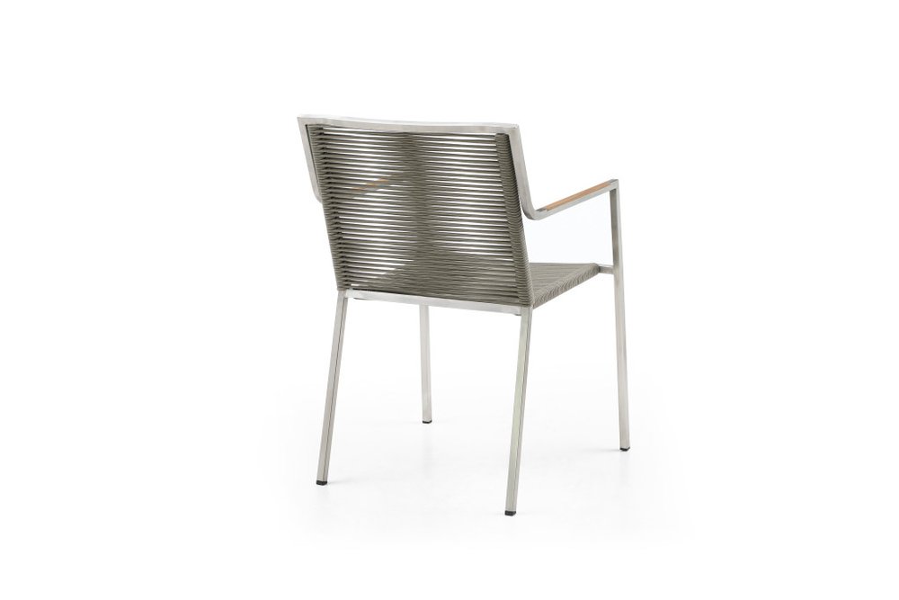 4-Piece Light Brown & Silver Woven Steel Outdoor Patio Arm Chair Set