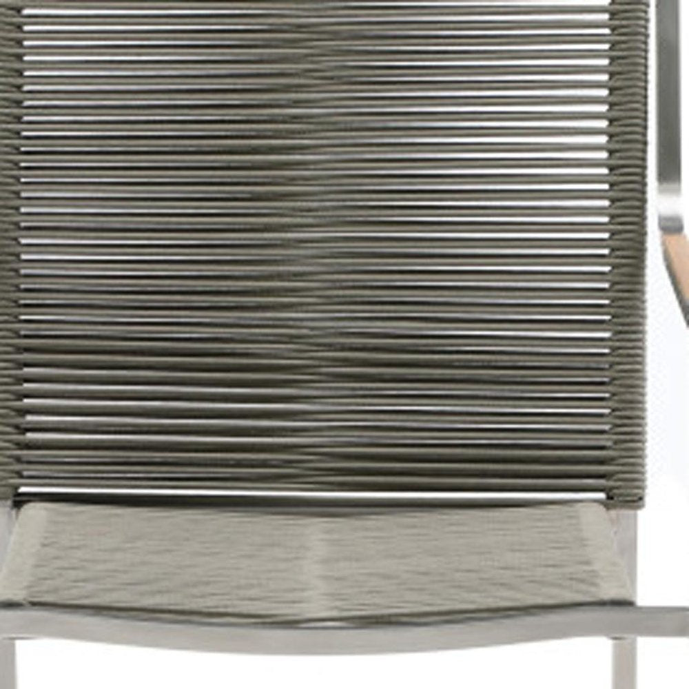 4-Piece Light Brown & Silver Woven Steel Outdoor Patio Arm Chair Set