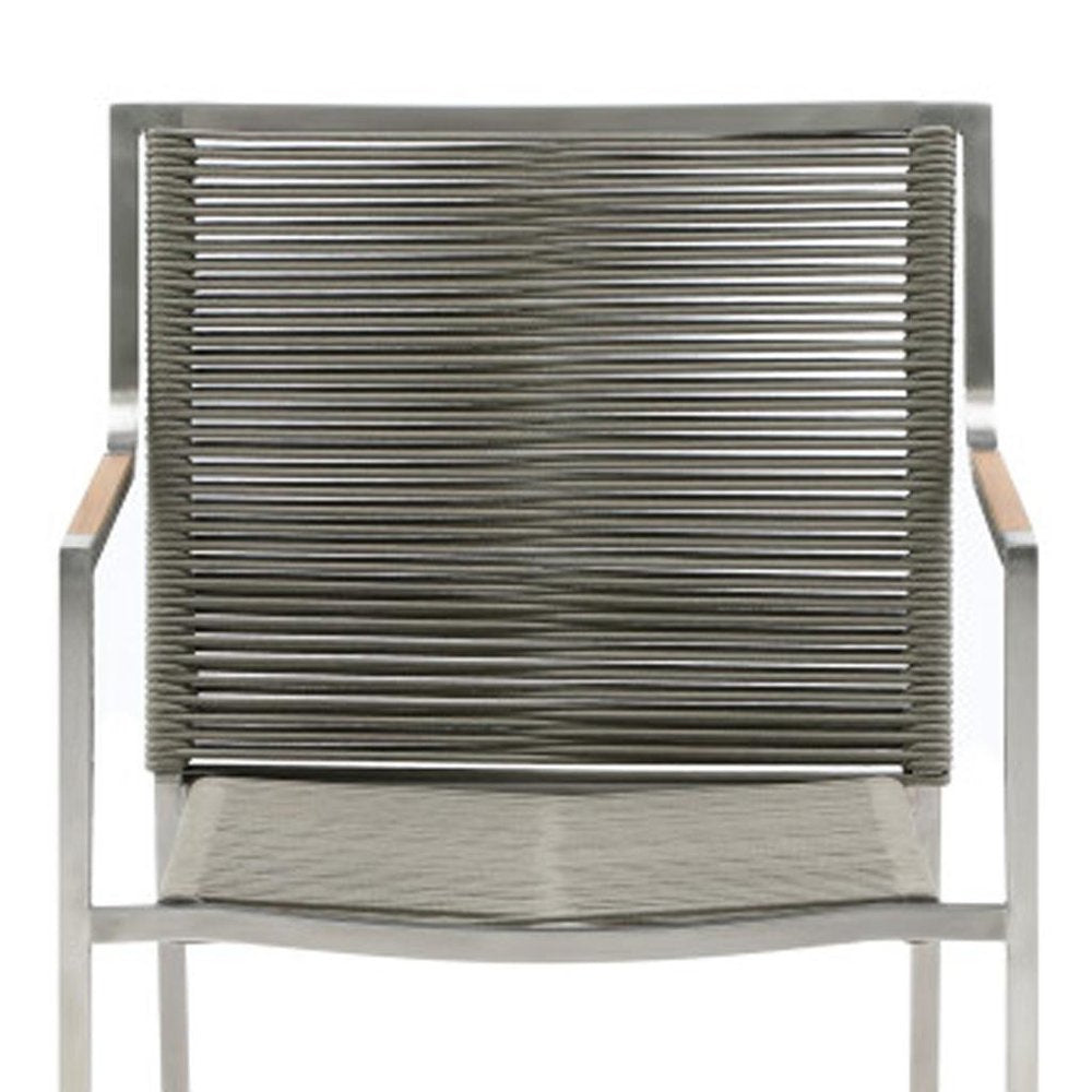 4-Piece Light Brown & Silver Woven Steel Outdoor Patio Arm Chair Set