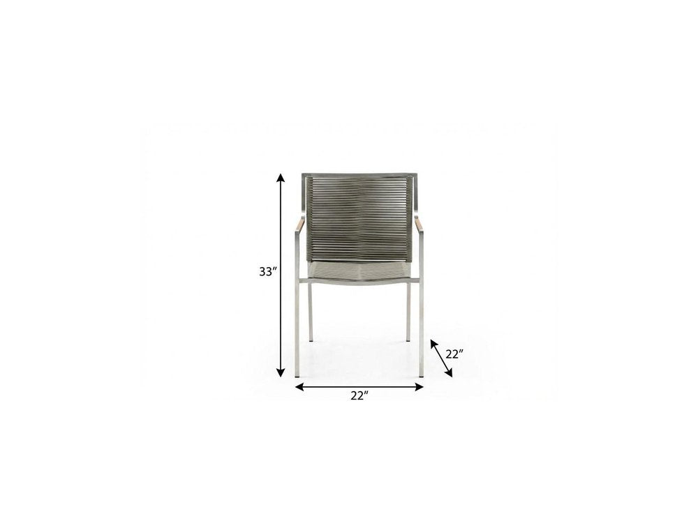 4-Piece Light Brown & Silver Woven Steel Outdoor Patio Arm Chair Set