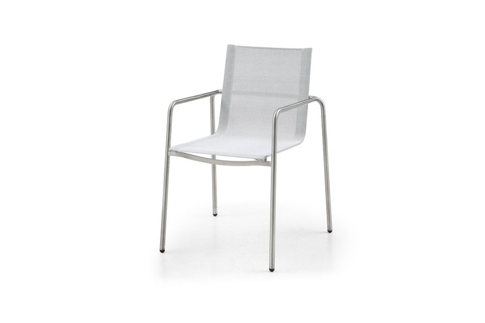 4-Piece Light Gray Steel Sling Outdoor Patio Arm Chair Set