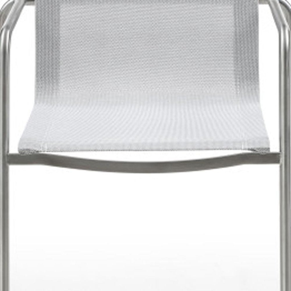 4-Piece Light Gray Steel Sling Outdoor Patio Arm Chair Set
