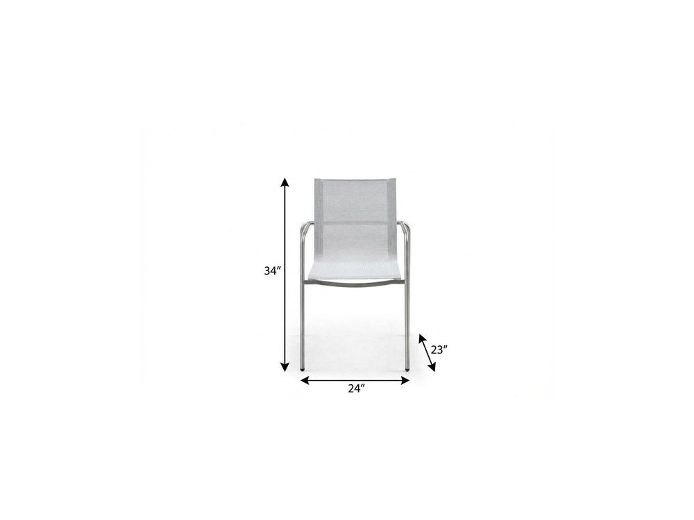 4-Piece Light Gray Steel Sling Outdoor Patio Arm Chair Set