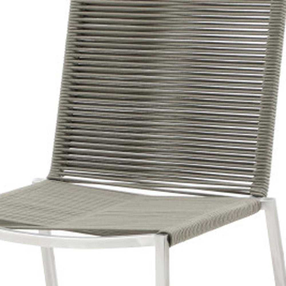 4-Piece Light Brown & Silver Woven Steel Outdoor Patio Dining Chair Set