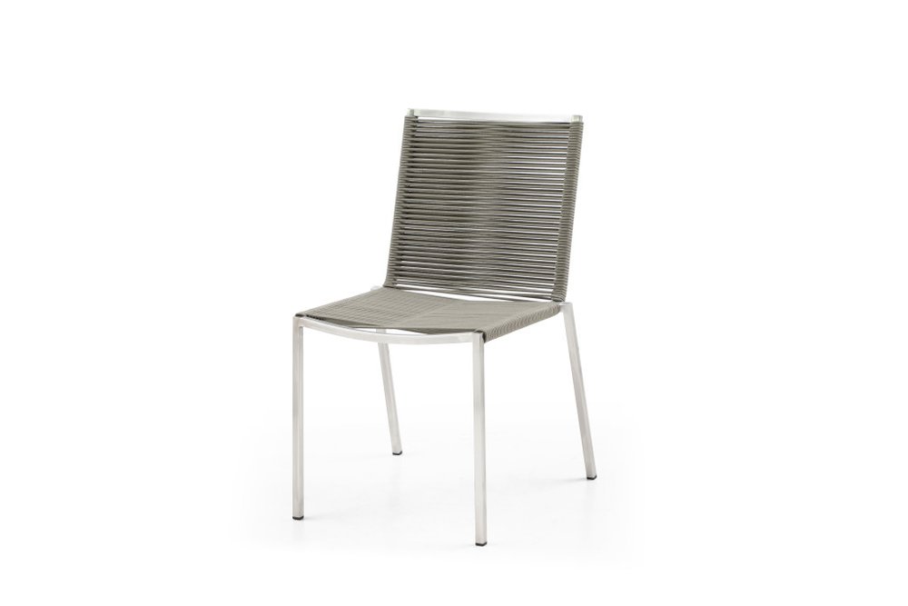 4-Piece Light Brown & Silver Woven Steel Outdoor Patio Dining Chair Set