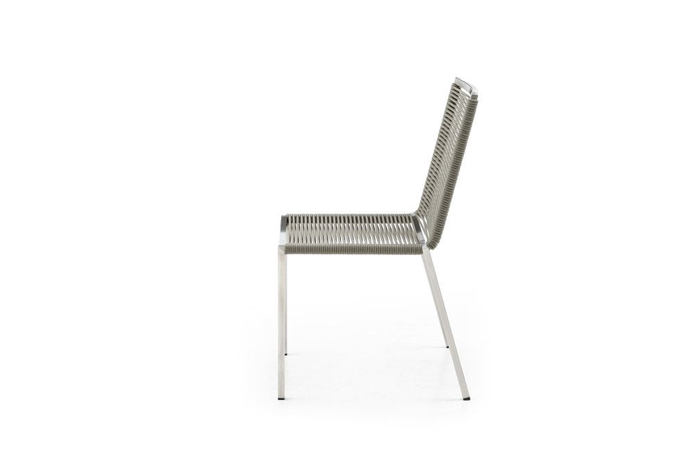 4-Piece Light Brown & Silver Woven Steel Outdoor Patio Dining Chair Set