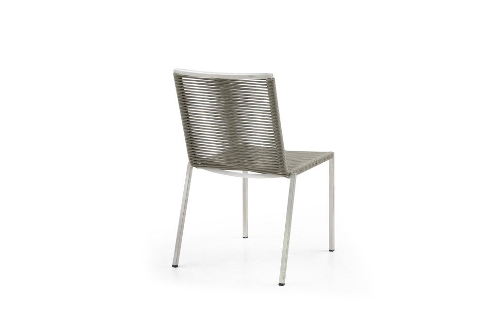 4-Piece Light Brown & Silver Woven Steel Outdoor Patio Dining Chair Set