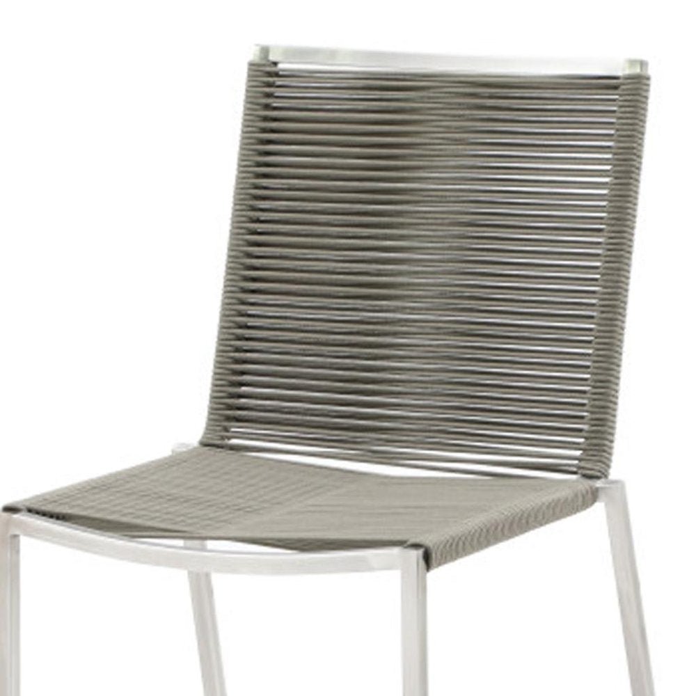 4-Piece Light Brown & Silver Woven Steel Outdoor Patio Dining Chair Set