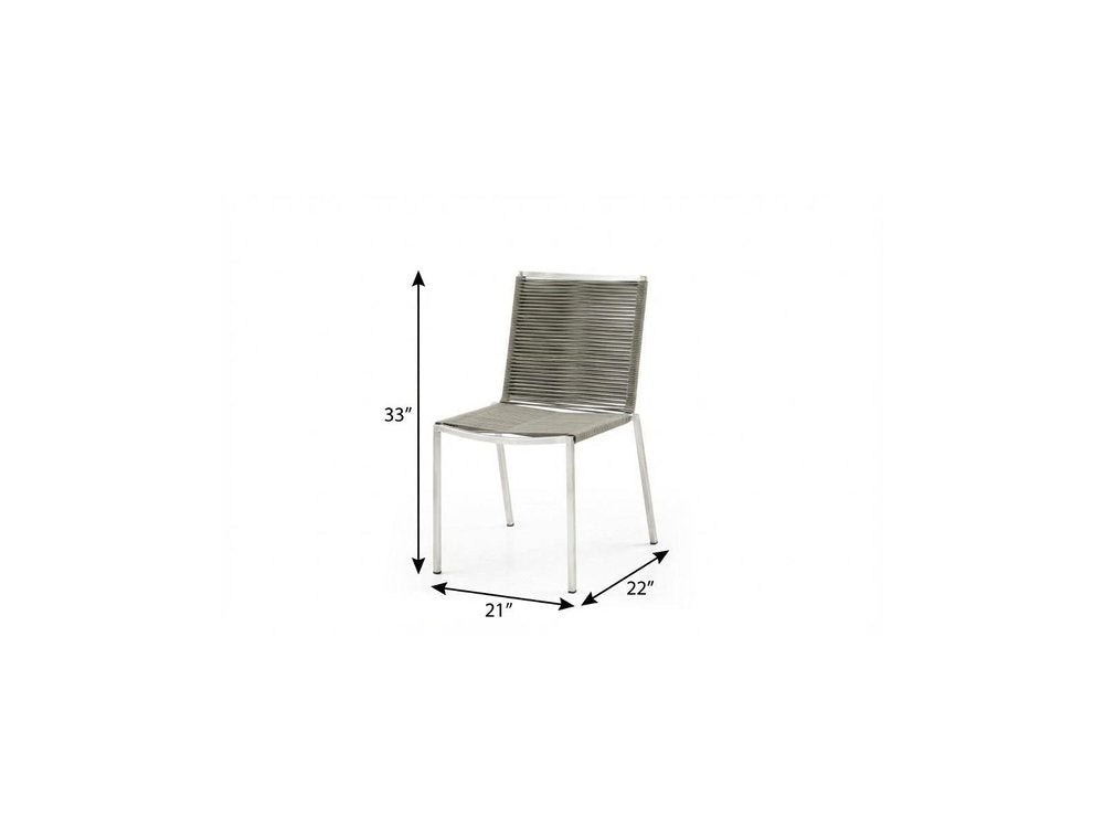 4-Piece Light Brown & Silver Woven Steel Outdoor Patio Dining Chair Set