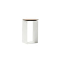 12" White & Brown Aluminum & Heavy-Duty Resin Outdoor Patio Side Table