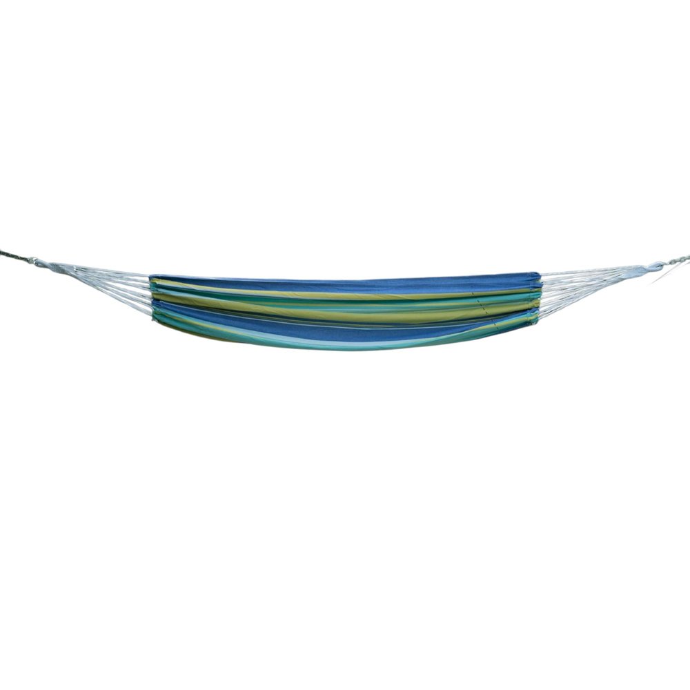 Blue Green & Yellow Striped Single Spreader Bar Hammock - Outdoor Patio Hammock