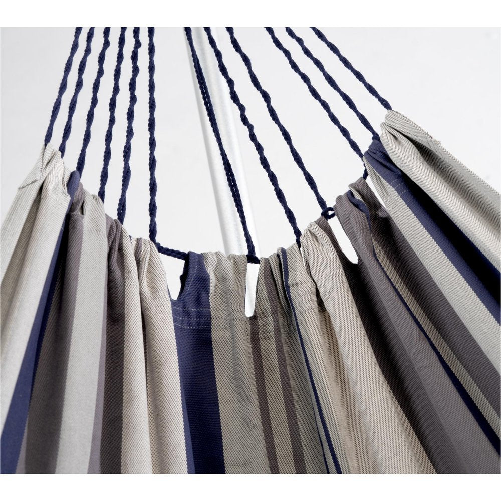 Gray Striped Single Spreader Bar Hammock - Outdoor Patio Hammock