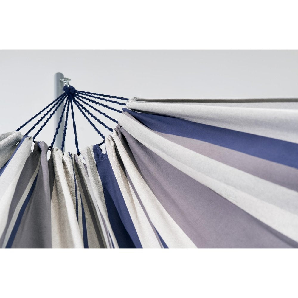 Gray Striped Single Spreader Bar Hammock - Outdoor Patio Hammock