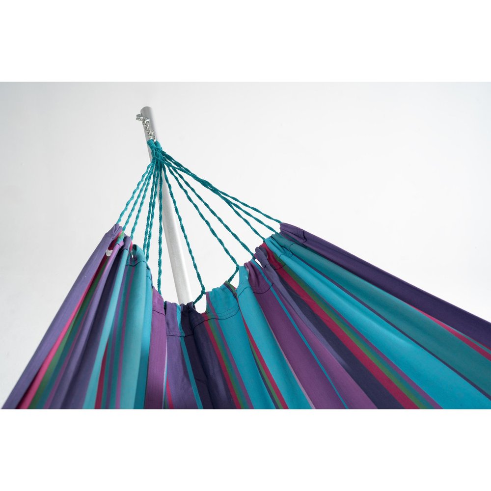 Blue & Purple Striped Single Spreader Bar Hammock - Outdoor Patio Hammock