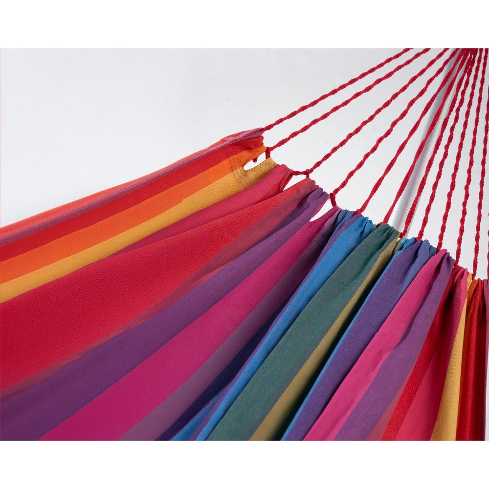 Pink Lavender Red & Yellow Striped Single Spreader Bar Hammock - Outdoor Patio Hammock