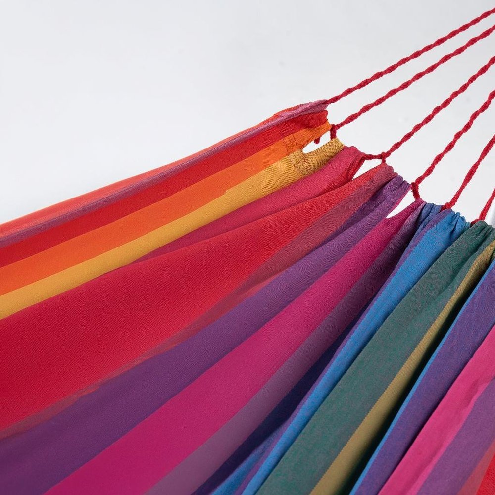 Pink Lavender Red & Yellow Striped Single Spreader Bar Hammock - Outdoor Patio Hammock