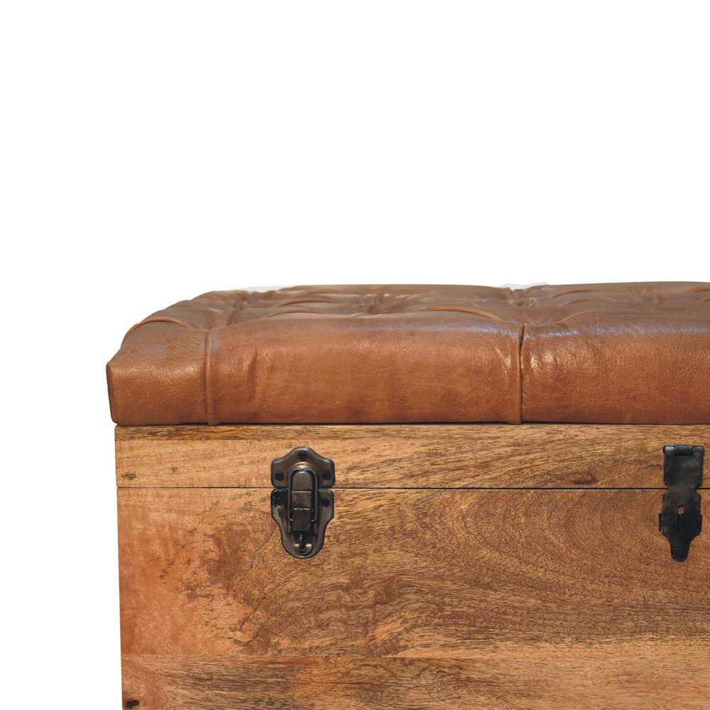 35" Brown Solid Wood Outdoor Deck Storage Bench