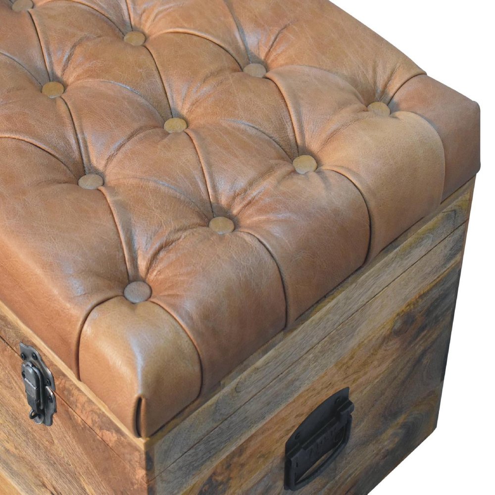 35" Brown Solid Wood Outdoor Deck Storage Bench