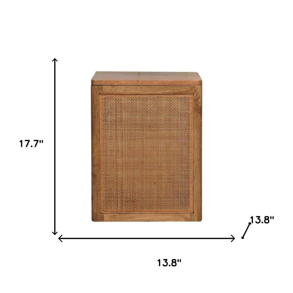 14" Brown Solid Wood Outdoor Deck Storage Bench
