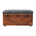 35" Brown Solid Wood Outdoor Deck Storage Bench