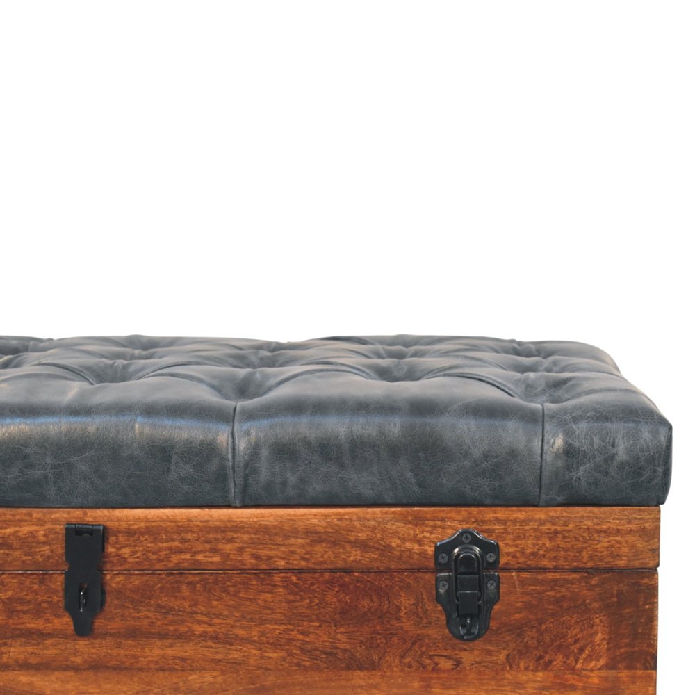 35" Brown Solid Wood Outdoor Deck Storage Bench