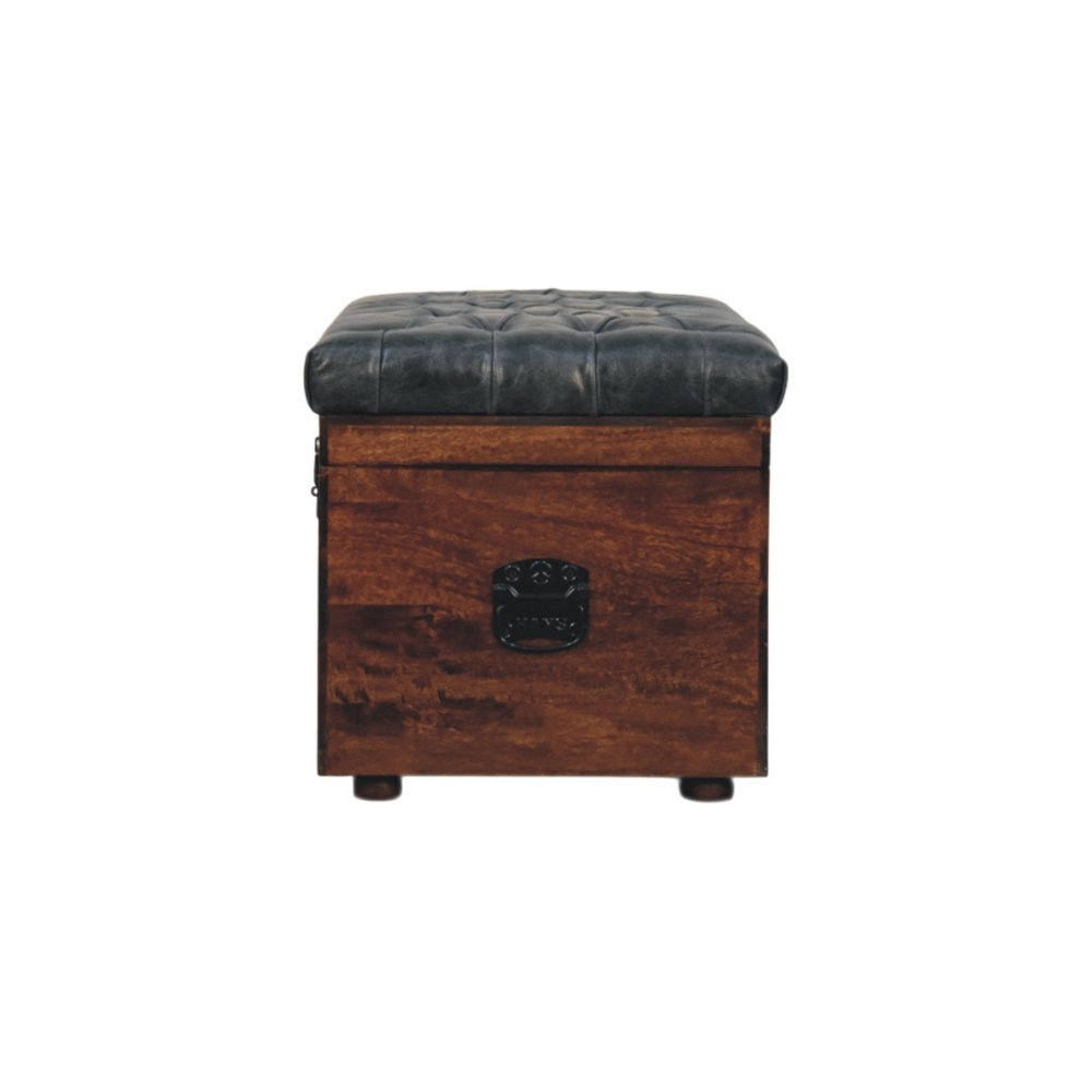 35" Brown Solid Wood Outdoor Deck Storage Bench