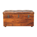 35" Brown Solid Wood Outdoor Deck Storage Bench