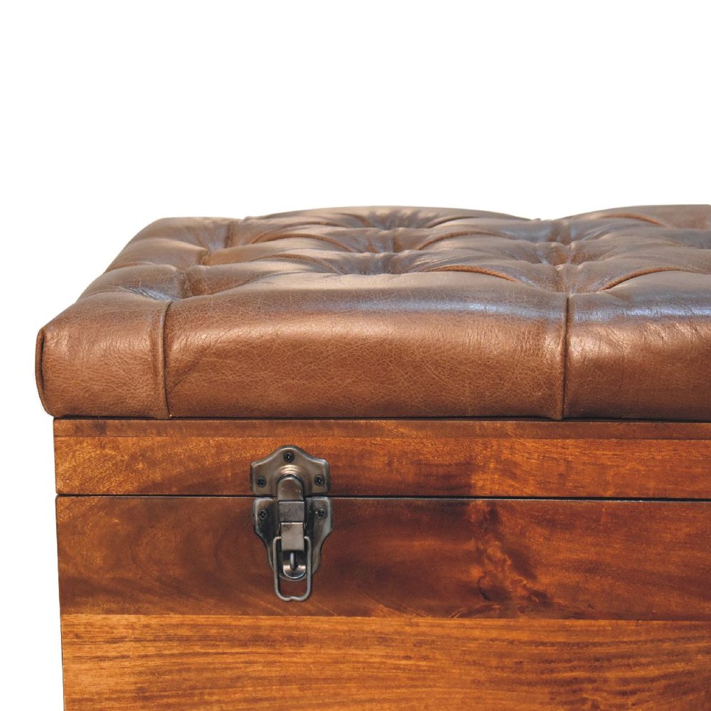 35" Brown Solid Wood Outdoor Deck Storage Bench