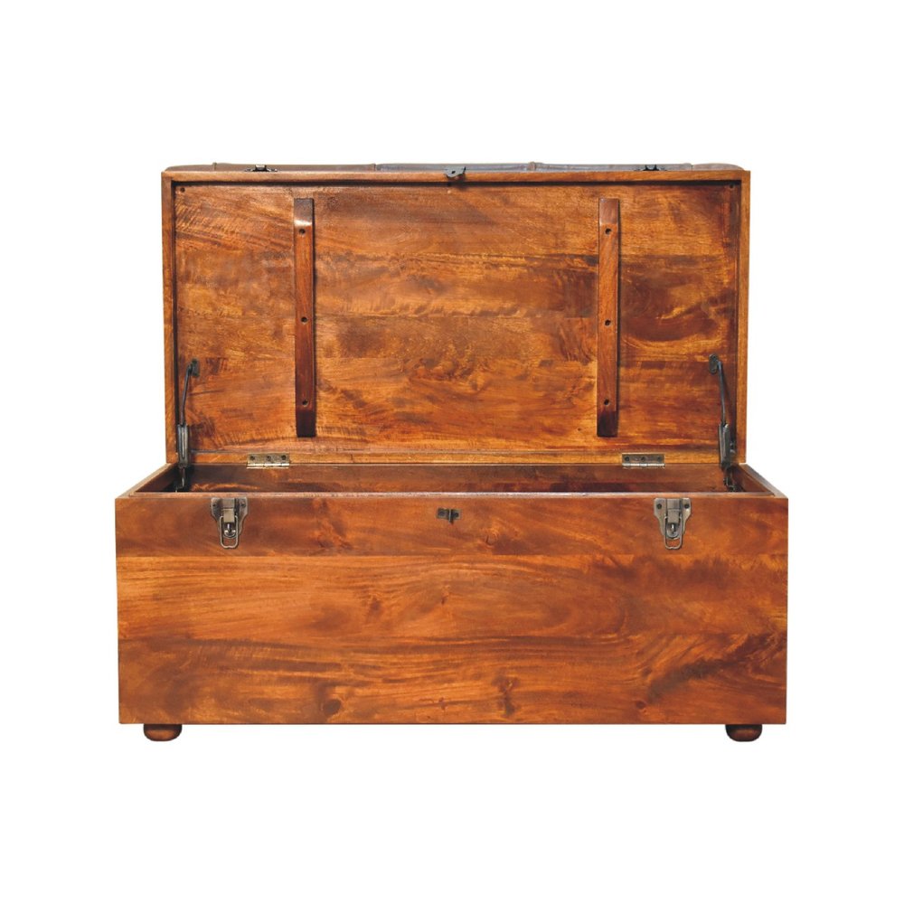 35" Brown Solid Wood Outdoor Deck Storage Bench