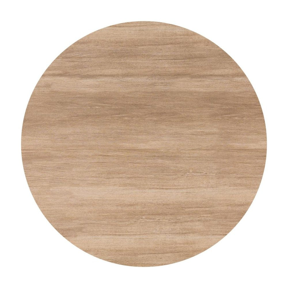 36" Natural and White Glass Wood and Aluminum Round Outdoor Patio Dining Table
