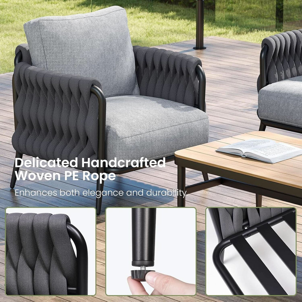Outdoor Patio Conversation Set with Waterproof Cushions