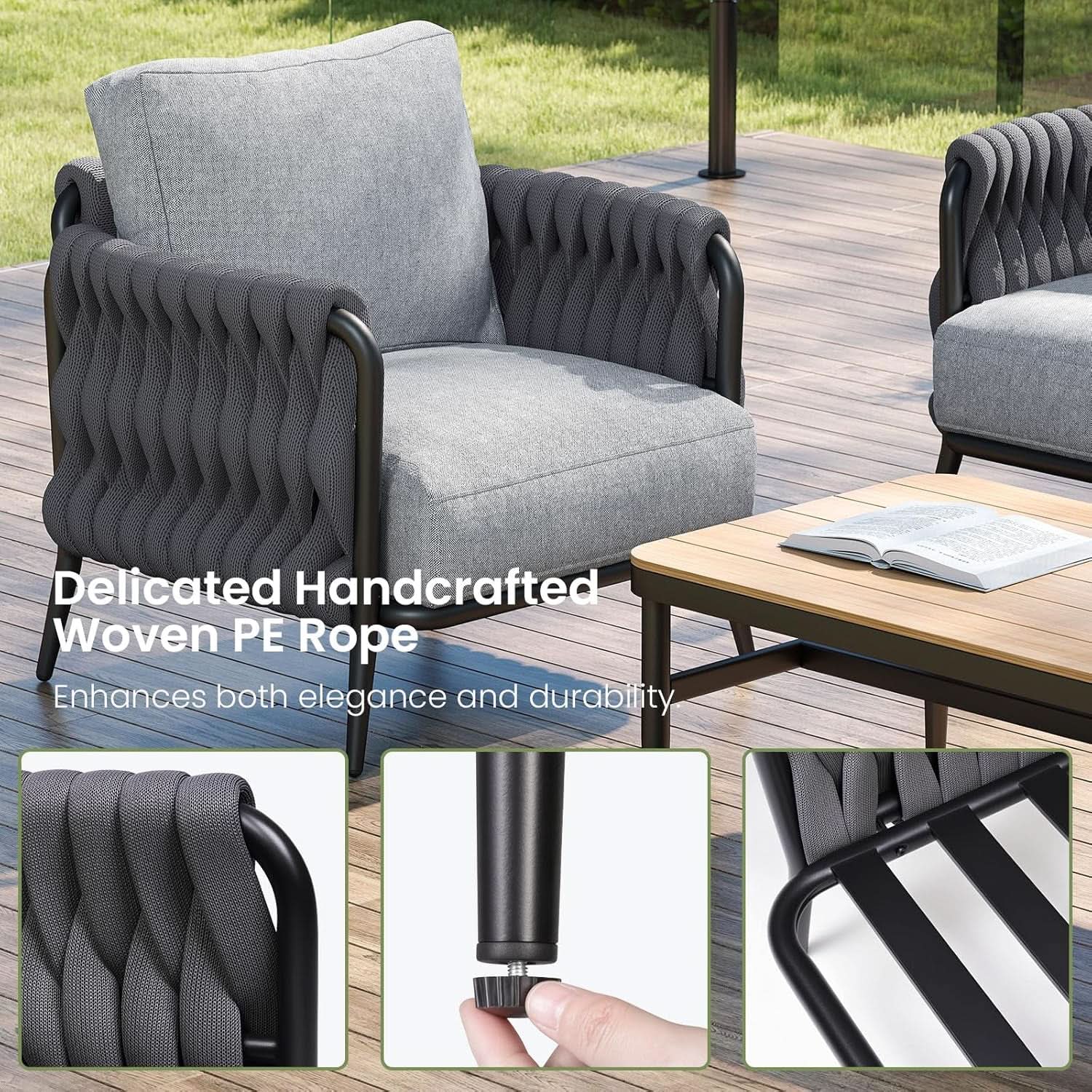 Outdoor Patio Conversation Set with Waterproof Cushions