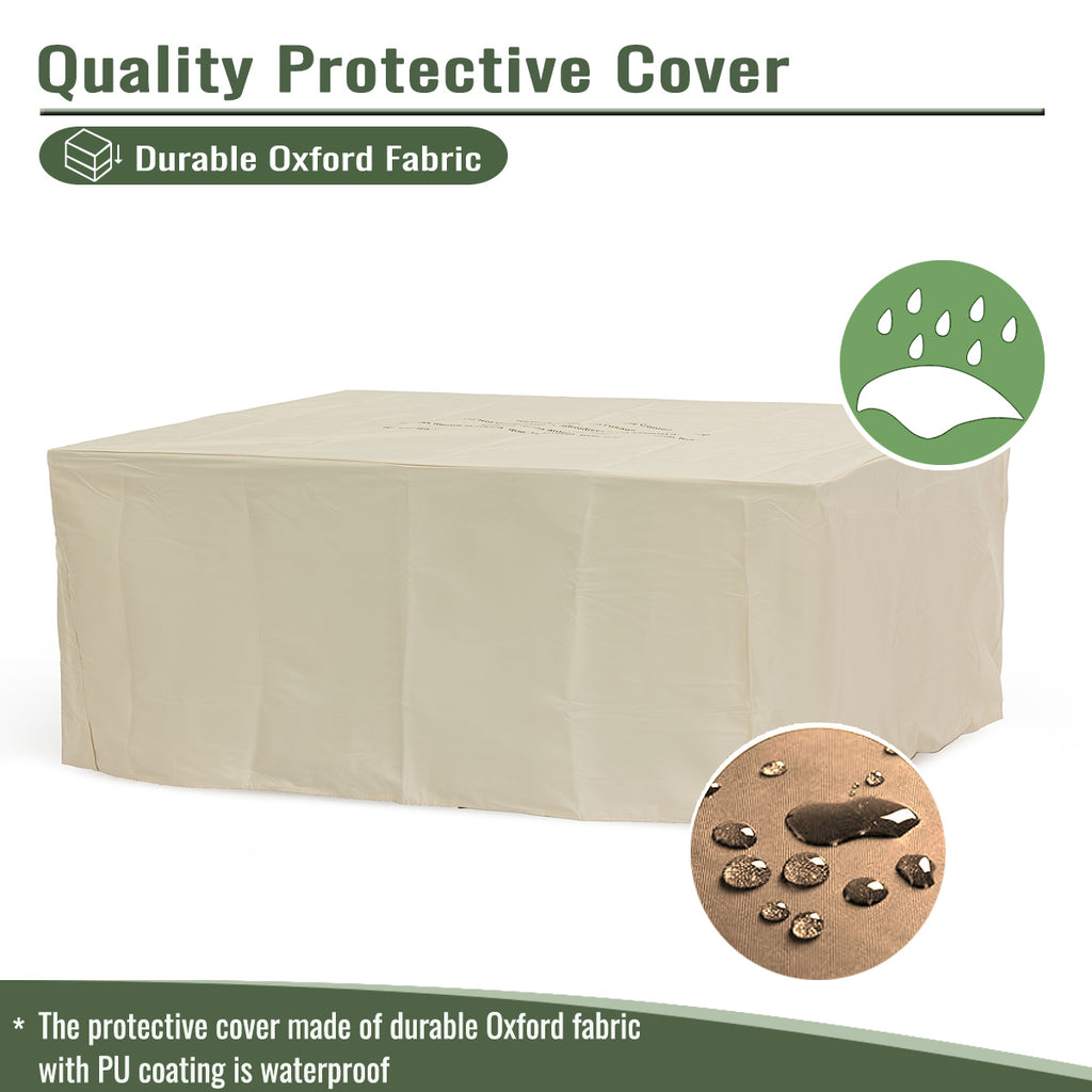 60" Propane Gas Outdoor Fire Pit Table, 50,000 BTU Rectangular Concrete Fire Pit for Patio & Backyard- Light Gray