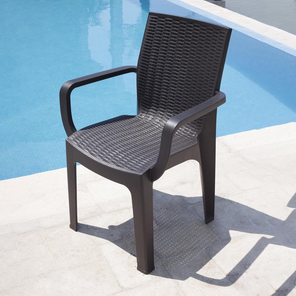 7-Piece Brown Plastic Outdoor Patio Conversation Set with Table