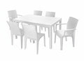7-Piece White Plastic Outdoor Patio Conversation Set with Table
