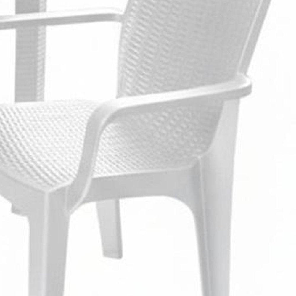 7-Piece White Plastic Outdoor Patio Conversation Set with Table