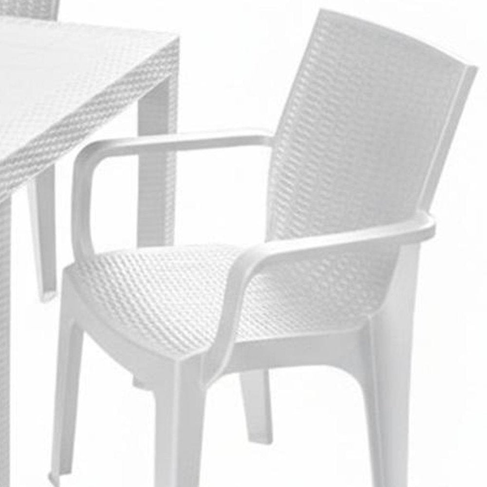 7-Piece White Plastic Outdoor Patio Conversation Set with Table