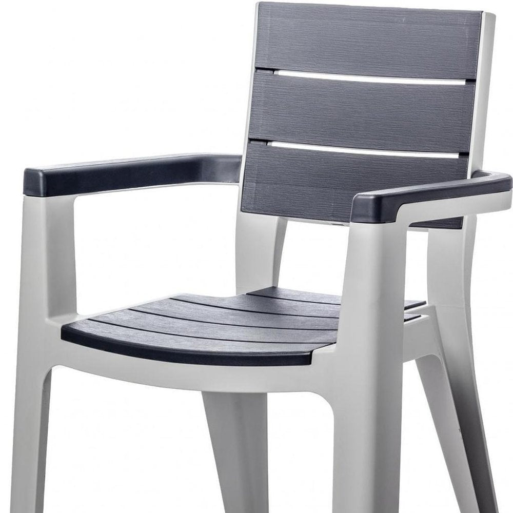 9-Piece Gray Plastic Outdoor Patio Conversation Set with Table