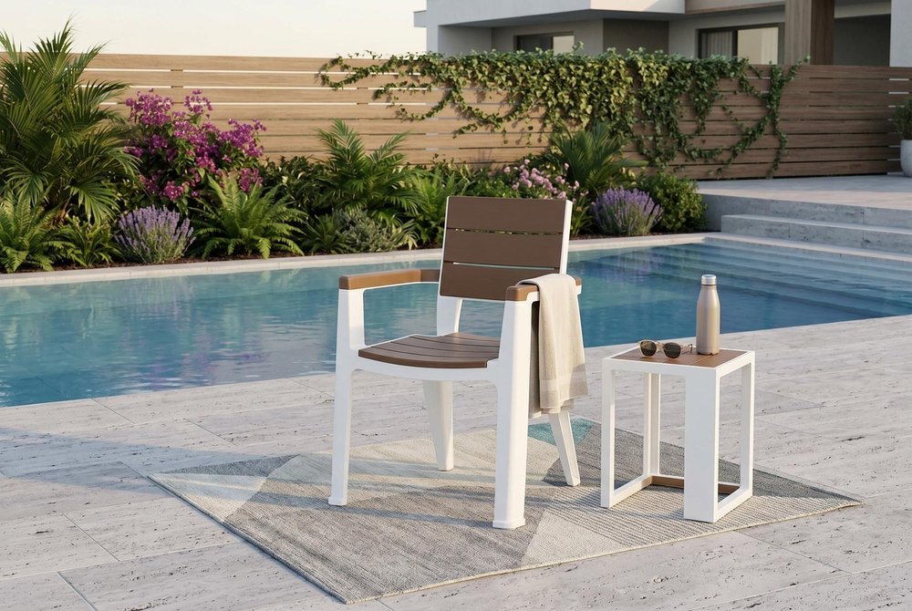 9-Piece Brown Plastic Outdoor Patio Conversation Set with Table