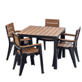 5-Piece Black Plastic Outdoor Patio Conversation Set with Table