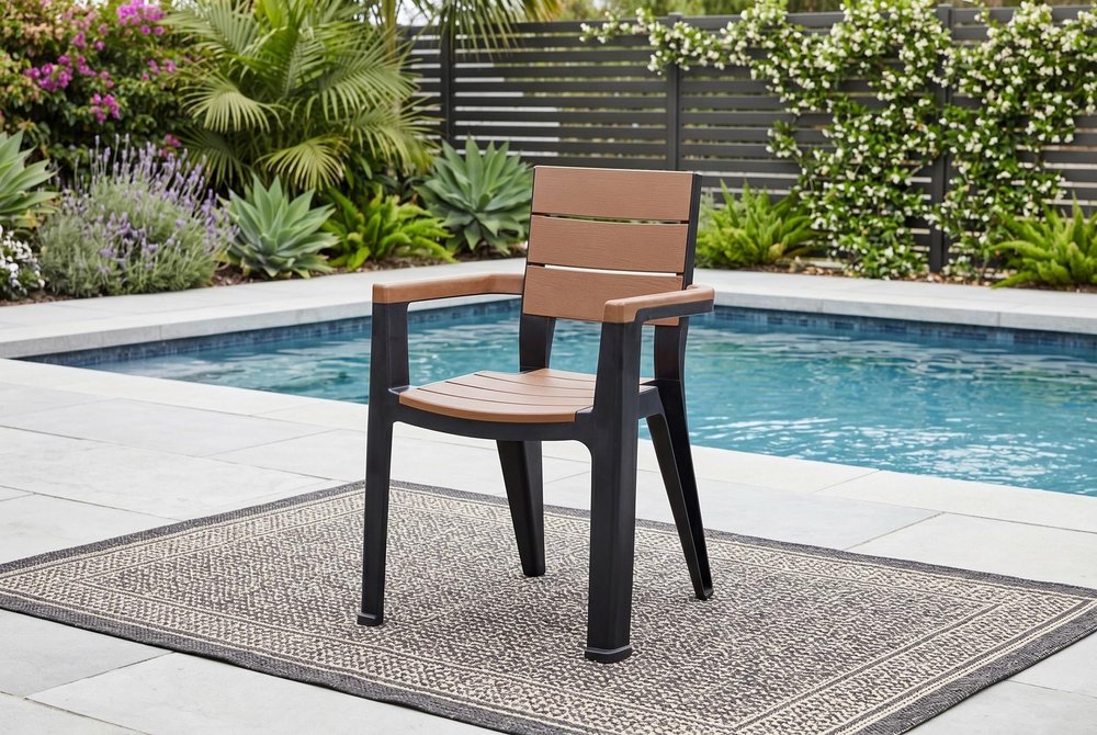 5-Piece Black Plastic Outdoor Patio Conversation Set with Table