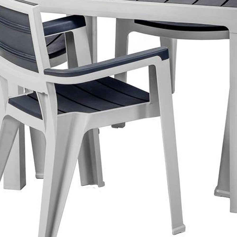 5-Piece Gray Plastic Outdoor Patio Conversation Set with Table