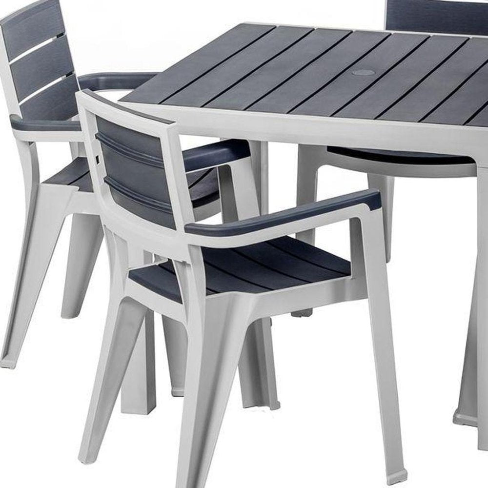 5-Piece Gray Plastic Outdoor Patio Conversation Set with Table
