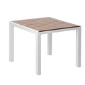 35" White Heavy-Duty Plastic Square Outdoor Patio Dining Table with Umbrella Hole