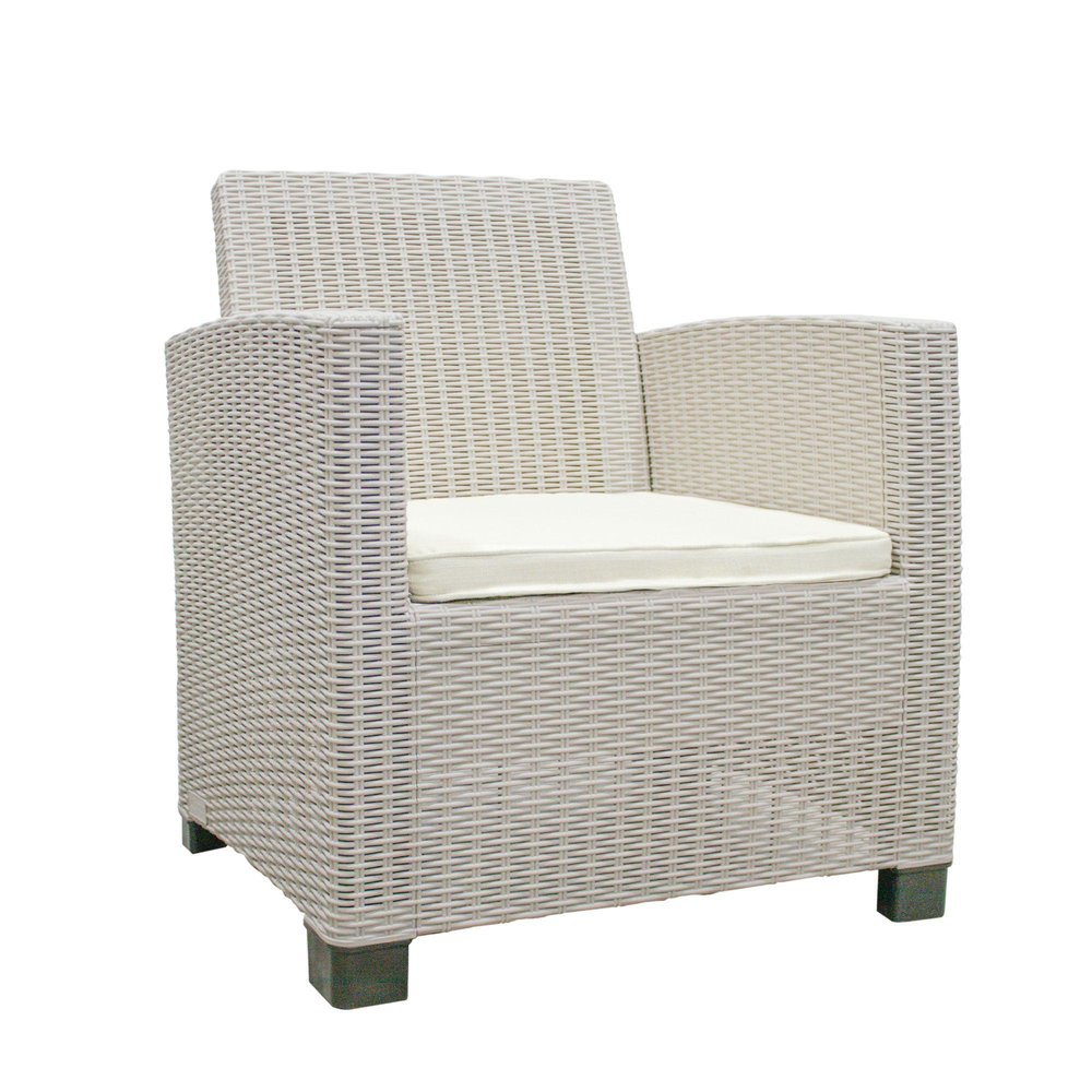 3-Piece Taupe and Beige Plastic Upholstered Cushions 2-Person Outdoor Patio Conversation Set with Table