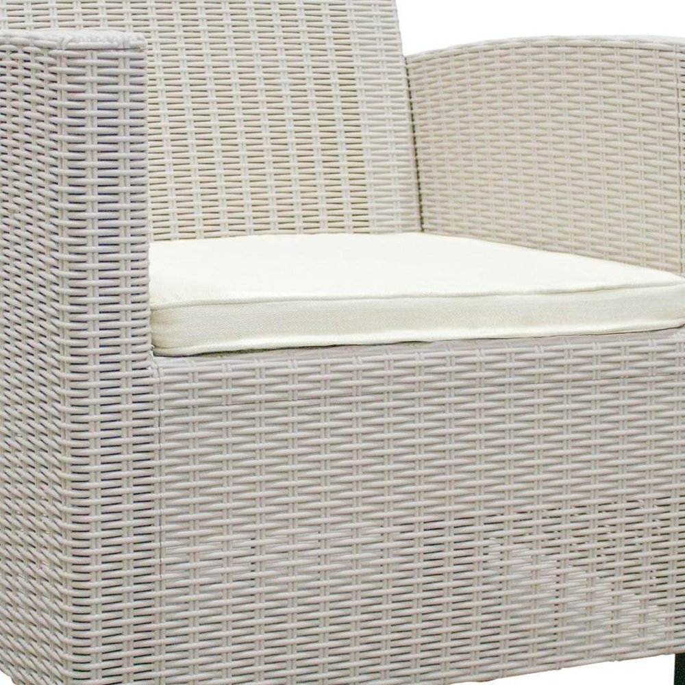 3-Piece Taupe and Beige Plastic Upholstered Cushions 2-Person Outdoor Patio Conversation Set with Table